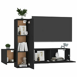 Avis Maison Chic Ensemble de meubles TV 3 pcs | Banc TV Moderne pour salon | Meuble de Rangement - Noir Aggloméré -MN46839