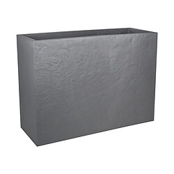 Jardinière rectangulaire Volcania effet pierre - 78,5 x 29,5 x 60 cm - 46 L - Gris galet - Eda