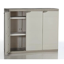 Avis Pegane Armoire basse 3 portes intérieur/extérieur coloris beige - Longueur 105 x Profondeur 44 x Hauteur 88 cm