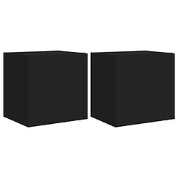 vidaXL Meubles TV muraux avec lumières LED 2 pcs noir 40,5x35x40 cm