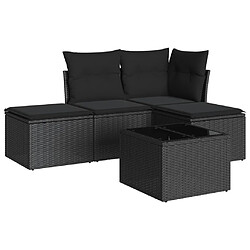 Maison Chic Salon de jardin 5 pcs avec coussins | Ensemble de Table et chaises | Mobilier d'Extérieur noir résine tressée -GKD63334