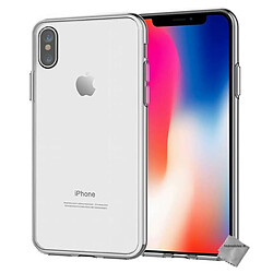 Htdmobiles Coque silicone gel fine pour Apple iPhone X + film ecran - BLANC TRANSPARENT