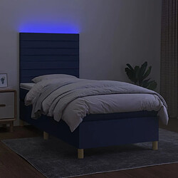 Avis vidaXL Sommier à lattes de lit et matelas et LED Bleu 80x200 cm Tissu