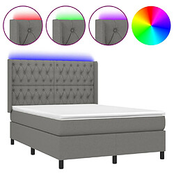 vidaXL Sommier à lattes de lit matelas LED Gris foncé 140x190 cm Tissu