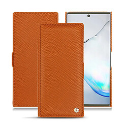 Housse cuir Samsung Galaxy Note10+ - Rabat horizontal - Orange vibrant ( Pantone #e36b39 ) - NOREVE