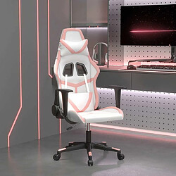 Maison Chic Chaise de jeu, Chaise gaming de massage, Fauteuil gamer d'ordinateur,Chaise de Bureau Blanc et rose Similicuir -GKD29159