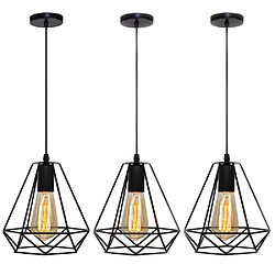 Stoex 3x Industriel Suspension Luminaire Rétro Lustre Plafonnier Vintage Noir Lampe Ca