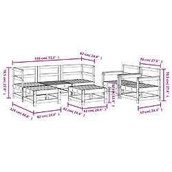 vidaXL Salon de jardin 7 pcs Gris Bois de pin massif pas cher
