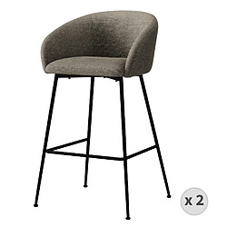 Moloo CHLOE-Fauteuil de bar en tissu Luxury Taupe et métal noir (x2)