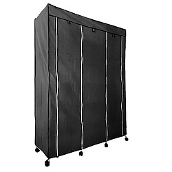 Avis Dressing en tissu avec portes zippées et roulettes Nyana Home 170x125x45cm 6 espaces, 3 portes, 2 armoires Noir