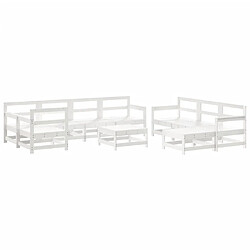 Avis Maison Chic Salon de jardin 10 pcs + coussins - Mobilier/Meubles de jardin - Table et chaises d'extérieur blanc bois massif -MN90869