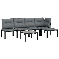 Avis Maison Chic Salon de jardin 6 pcs - Table et chaises d'extérieur - Mobilier/Meubles de jardin Moderne noir et gris résine tressée -MN61812