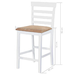 Helloshop26 Lot de deux tabourets de bar design chaise siège bois blanc et beige 1202141 pas cher