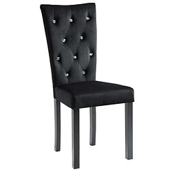 Decoshop26 Lot de 4 chaises de salle à manger cuisine boutonnées de cristaux en velours noir CDS021864