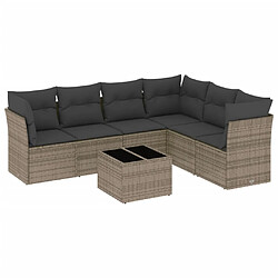 Maison Chic Salon de jardin avec coussins 7 pcs | Ensemble de Table et chaises | Mobilier d'Extérieur gris résine tressée -GKD53168