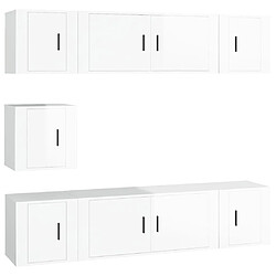 Maison Chic Ensemble de meubles TV 7 pcs pour salon - Blanc brillant Bois d'ingénierie -MN40498