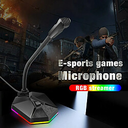 Ordinateur Usb Microphone Rgb Lumineux Flexible Microphone Chat Vidéo Conférence Microphone Noir