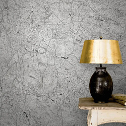 Noordwand Papier peint Vintage Deluxe Stucco Crackle Gris métallisé