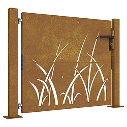 vidaXL Portail de jardin 105x80 cm acier corten conception d'herbe