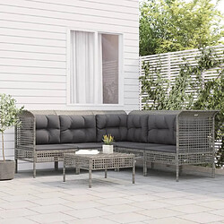 Maison Chic Salon de jardin 6 pcs + coussins - Mobilier/Meubles de jardin - Table et chaises d'extérieur Gris Résine tressée -MN65877