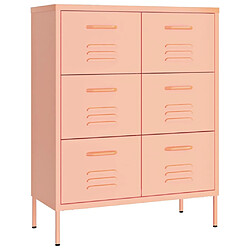 vidaXL Armoire à tiroirs Rose 80x35x101,5 cm Acier