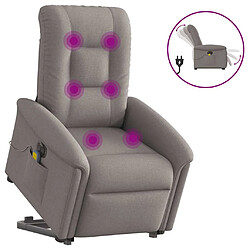 vidaXL Fauteuil inclinable de massage électrique Taupe Tissu