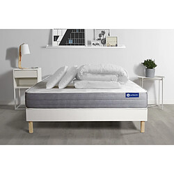 ACTISOM Pack prêt à dormir matelas ACTILATEX DREAM Latex et mémoire de forme 200x200 cm + sommier KIT blanc + 2 oreillers + couette