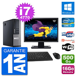 PC Dell 9020 SFF Ecran 19" Intel i7-4770 RAM 16Go Disque 500Go Windows 10 Wifi - Occasion