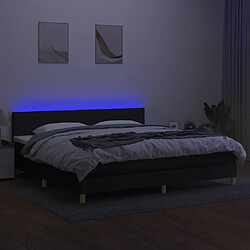 Avis vidaXL Sommier à lattes de lit et matelas et LED Noir 200x200 cm Tissu