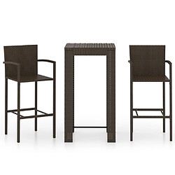 Maison Chic Jeu de bar de jardin 3pcs avec accoudoirs,Mobilier d'extérieur Résine tressée Marron -GKD175920