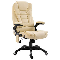 Helloshop26 Chaise fauteuil siège de bureau informatique étude de massage similicuir crème 02_0024007