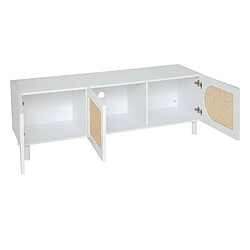 Pegane Meuble TV 3 portes Blanc