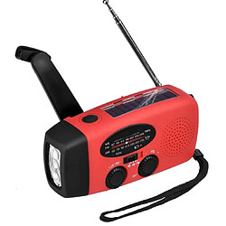 Universal Radio AM/FM portable d'urgence 5 en 1 1000 mAh Alimentation Banque Manivelle Autonome AM/FM/NOAA Radio solaire avec 3 lampes de poche LED(Rouge)