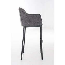 Avis Decoshop26 Tabouret de bar chaise haute de comptoir couture carrées assise en tissu gris titane 4 pieds stables en métal noir 10_0004706