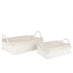 Dansmamaison Set De 2 Plateaux En Bambou Blanc