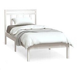 vidaXL Cadre de lit sans matelas blanc bois massif