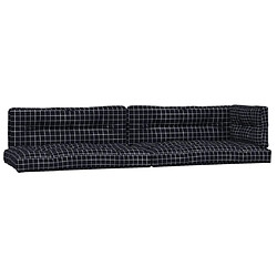 vidaXL Coussins de palette lot de 5 motif à carreaux noir tissu