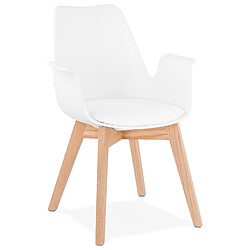 Alterego Chaise avec accoudoirs 'MISTRAL' blanche style scandinave