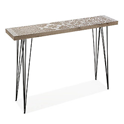 Versa Meuble d'entrée étroit, Table console Lygia 110x25x80cm,Bois et métal, Marron et blanc