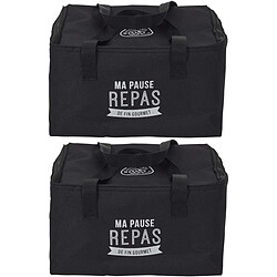 Cook Concept Lunch bag fraicheur 2.6 litres (Lot de 2) Noir inscription <>.