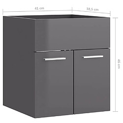 vidaXL Armoire d'évier lavabo intégré gris brillant bois d'ingénierie pas cher