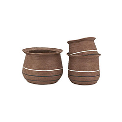 Aubry Gaspard Cache-pots en jonc marron (lot de 3).