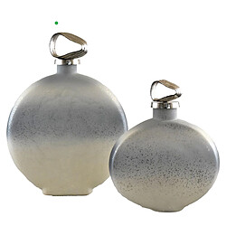 Bouteille Romimex Beige Argenté verre Aluminium 30 x 40 x 7 cm Avec couvercle