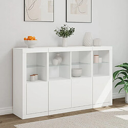 Acheter Maison Chic Lot de 3 Commode Buffet - Meuble de rangements avec lumières LED blanc bois d'ingénierie -GKD61565