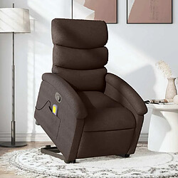 Maison Chic Fauteuil Relax pour salon, Fauteuil inclinable de massage Marron foncé Tissu -GKD18961