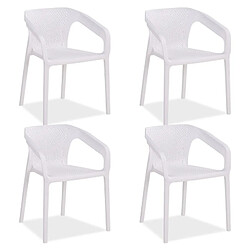 Homestyle4U Lot de 4 chaises jardin en blanc