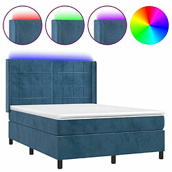 Sommier à lattes,Cadre à lattes de lit pour Adulte matelas et LED Bleu foncé 140x190 cm -MN95558