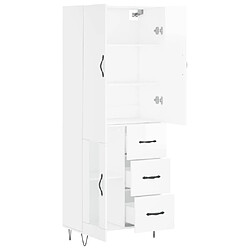 Avis vidaXL Buffet haut Blanc brillant 69,5x34x180 cm Bois d'ingénierie