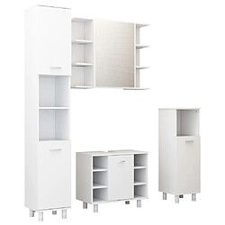 ComfortXL Ensemble De Meubles De Salle De Bain 4pcs Blanc Bois Ingénierie