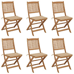 vidaXL Chaises pliables de jardin lot de 6 avec coussins Bois d'acacia